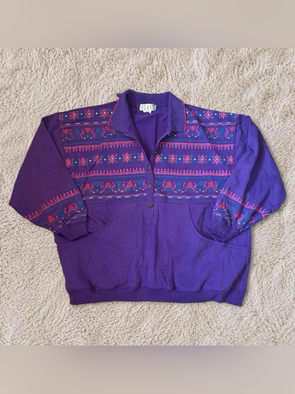 Vintage purple embroidered pullover sweater